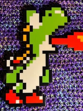 Nintendo Super Mario 8-bit Pixel Art Yoshi- Wood & Acrylic
